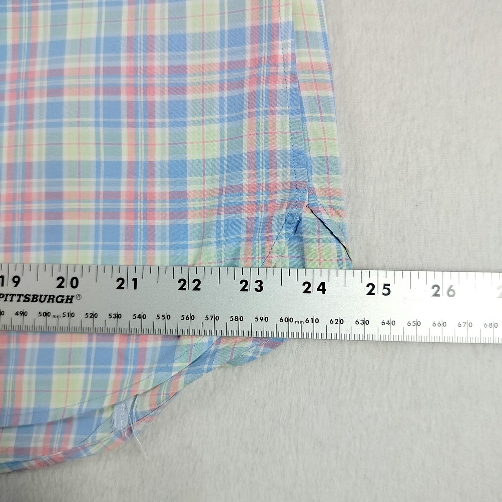 Vineyard Vines Shirt Mens Medium Blue Pink Plaid Button Down Whale Logo Cotton - Picture 10 of 10